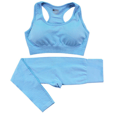 2PCS Seamless Yoga Set Women Tracksuit High Waist Leggings Workout Sportswear Gym Clothing Fitness Crop Top Sports Suits Gym Set eprolo