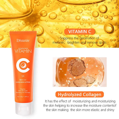 Sunscreen Cream Spf 50 Vitamin C Collagen Moisturizer Brightening Lotion Korean Skin Care Sun Block Sunscreen For The Black Skin eprolo