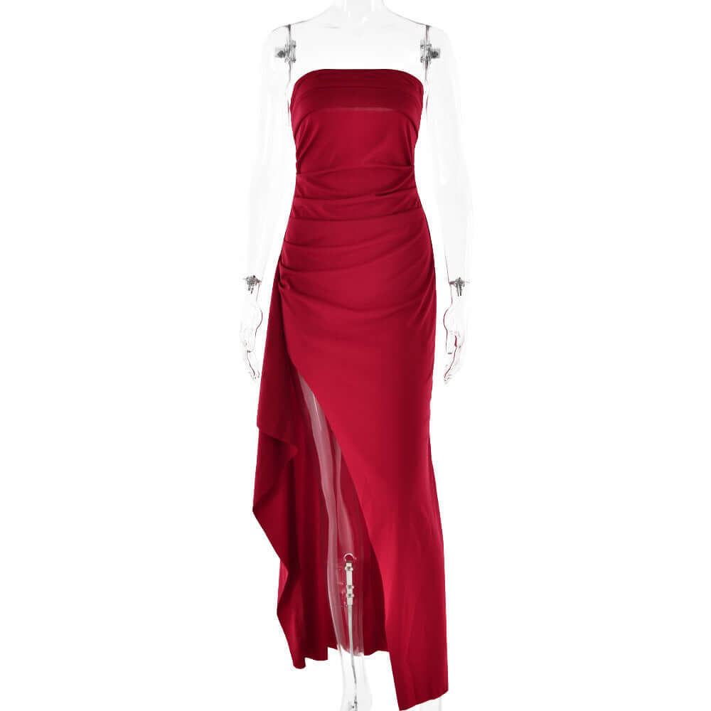 Strapless Split Long Dress Summer Fashion Pleated Bridesmaid Dress For Womens Party Wedding Clothing eprolo