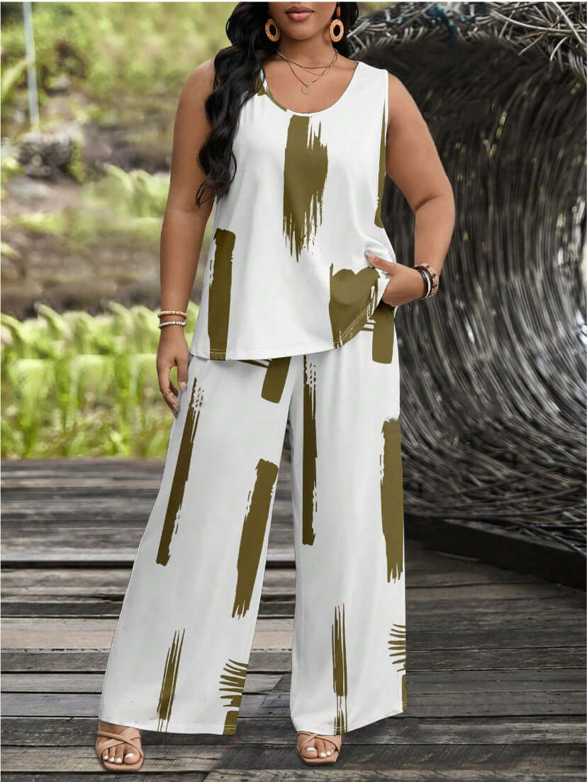 Trendy fashion suit for women with wide-leg trousers