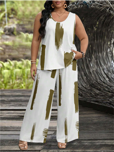 Trendy fashion suit for women with wide-leg trousers