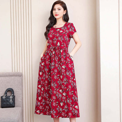 Women's Fashion Casual Cotton Linen Mid-length Dresses eprolo