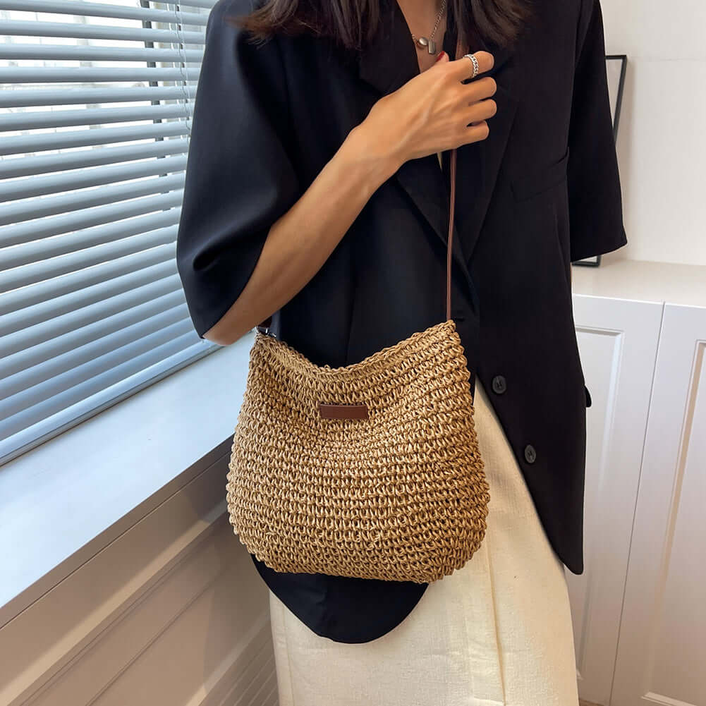 Niche Design Vacation Straw Tote Bag eprolo