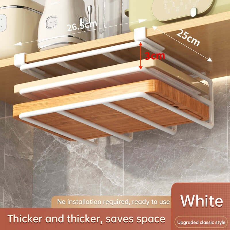 Under - Cupboard Hanging Organizer: Hooks for Paper Towels, Rags, Plus Shelf for Cutting Boards & Pot Covers eprolo