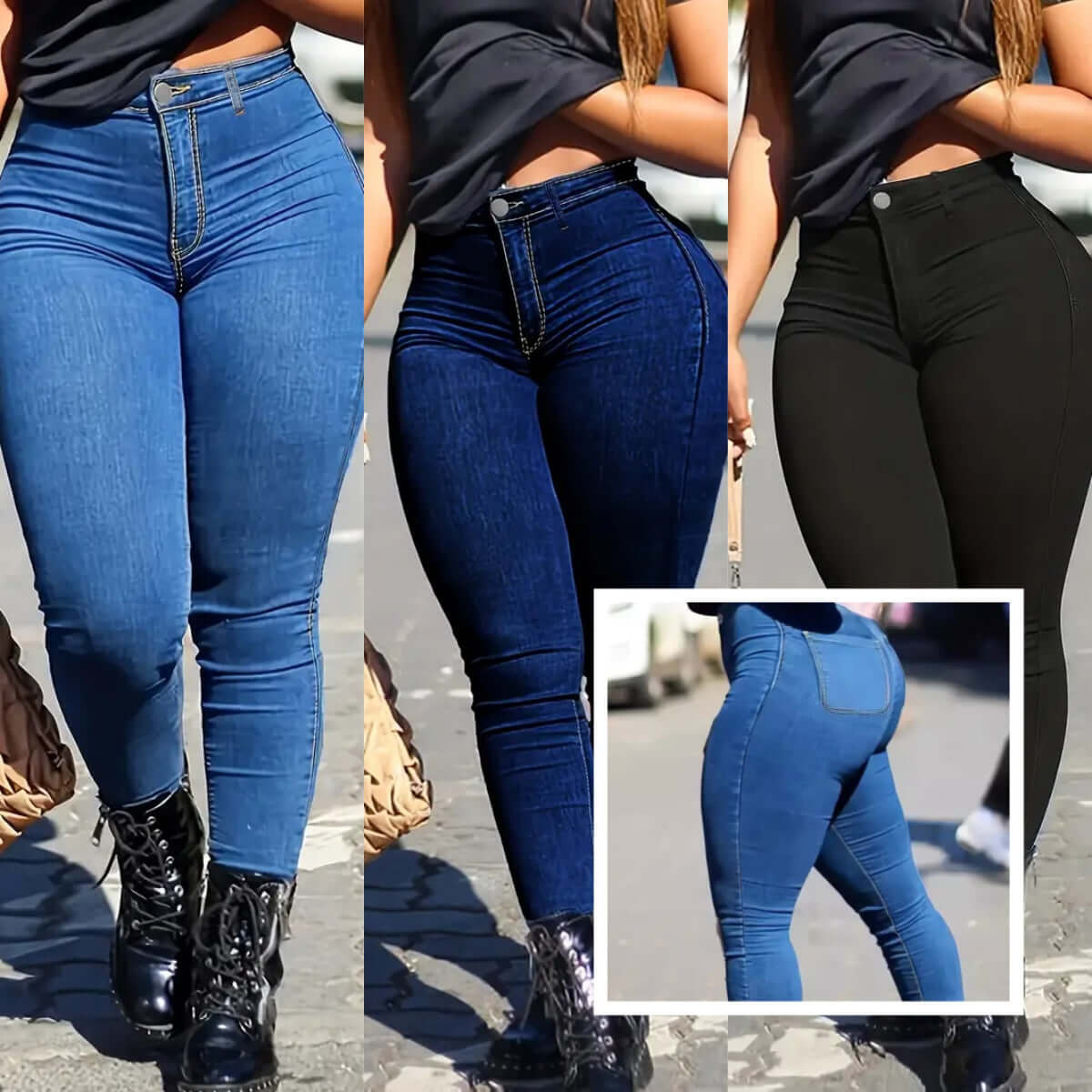 Spring Autumn Women's Skinny Fit Denim Jeans Solid Color High Waist Jeans For Women Oversized Basics Pants Ladies Pencil Pants Dropshipman