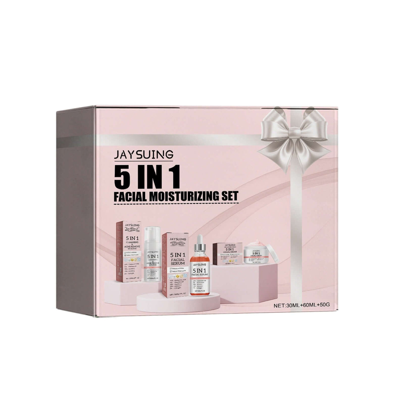 Jaysuing 5-in-1 facial moisturizing set Hydrating, moisturizing, deep moisturizing, whitening, brightening and firming skin eprolo