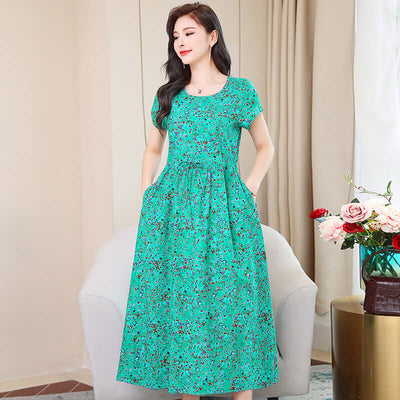 Women's Fashion Casual Cotton Linen Mid-length Dresses eprolo