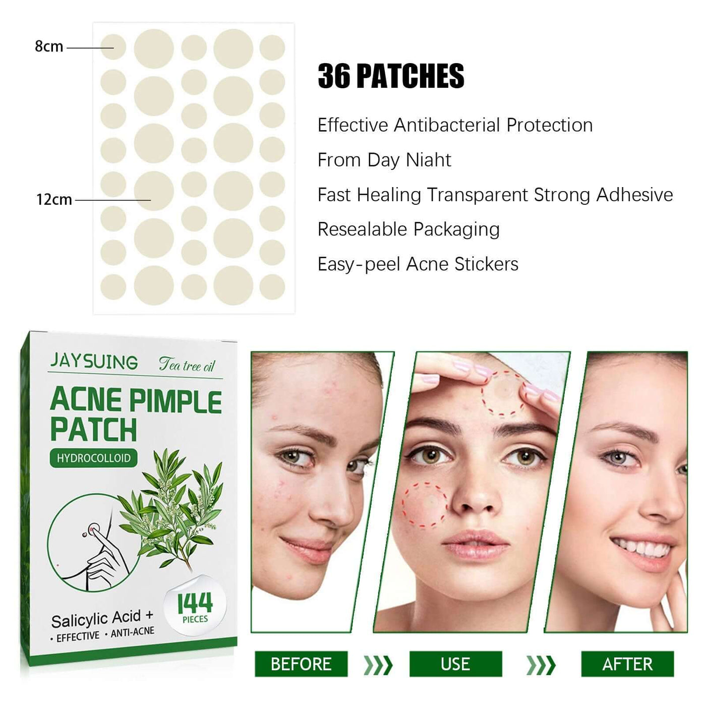 Waterproof Invisible Acne Patch Lighten Acne Acne Print Moisturizing Repair Clear Patch eprolo
