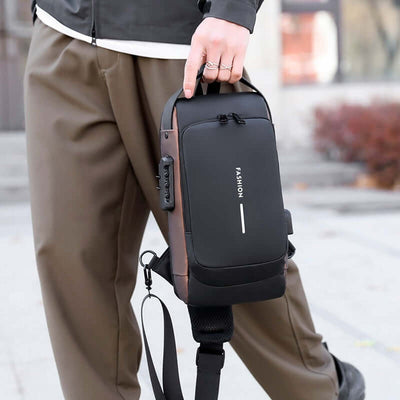 Waterproof Anti Theft Designer Password Lock Bag Usb Crossbody Sling Bags For Men Chest Bags eprolo