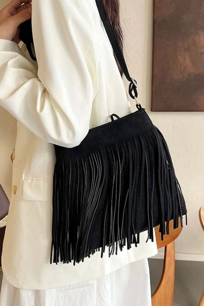 Suede Fringe Shoulder Bag eprolo