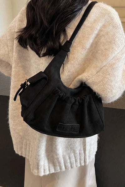 Ruched Suede Handbag with Zipper eprolo