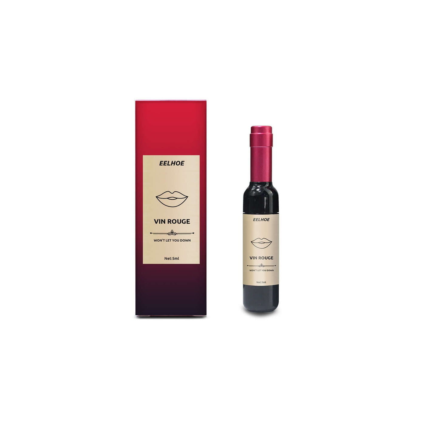 Vin Rouge Lip Tint, Non-Stick Cup Color Development Portable Waterproof Non-Fading Moisturizing Red Wine Bottle Lip Glaze eprolo