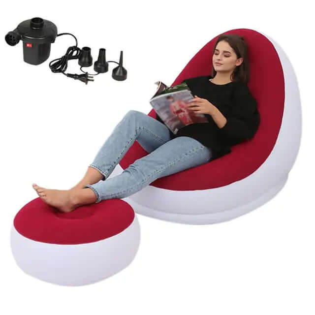 Inflatable Air Mattress Lazy Sofa Deck Chair Comfortable Leg Stool Rest Single Beanbag for home and Outdoor Use eprolo