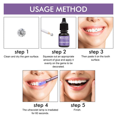 Tooth Gem Decorative Glue, DIY Fashionable Jewelry Bonding Teeth Gems Light Cured Adhesive Glue eprolo