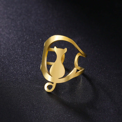 New Cartoon Cute Style Kitty Ring Stainless Steel Adjustable eprolo