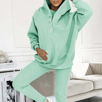 3pcs Women's Sports Suit Loose Hooded Pockets Sweatshirt And Vest And Slim Trousers eprolo