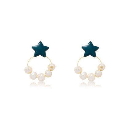 Irregular Pearl Earrings Earrings Ins Net Red Five-pointed Star Earrings eprolo