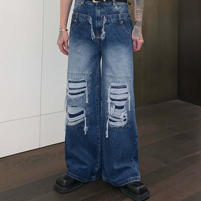 Loose Straight Hole Wide Leg Trousers Casual Floor Trousers eprolo