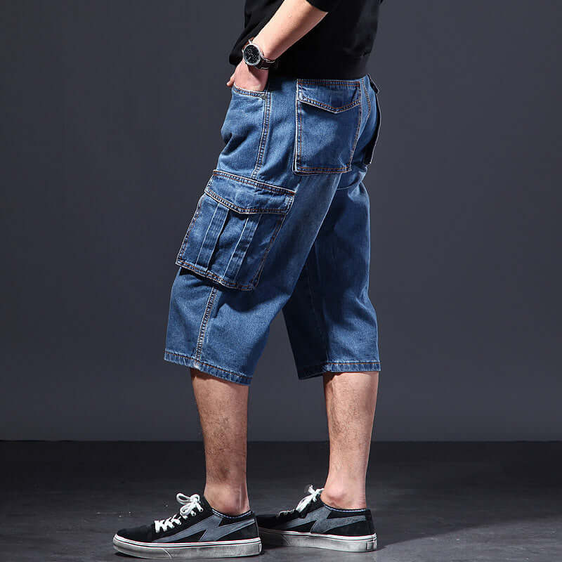 Summer Thin Loose Multi-pocket Workwear Cropped Pants Casual Jeans eprolo
