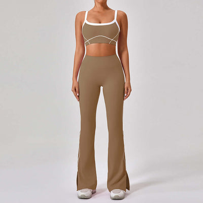 Outdoor Sports Yoga Suits Women's Spaghetti Strap Contrast Color Fitness Set Outfits eprolo