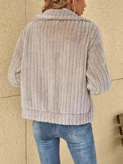 Plush Zip Up Long Sleeve Jacket eprolo