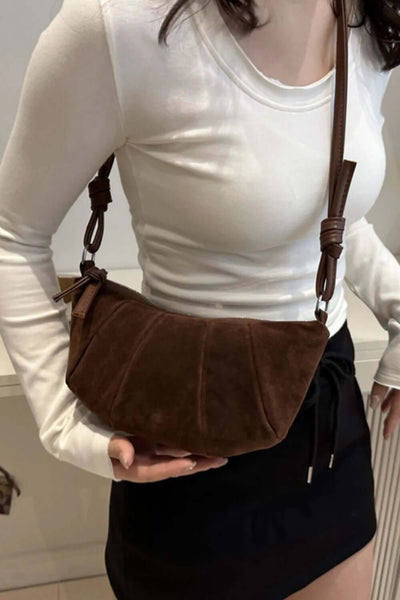 Suede Croissant Shape Shoulder Bag eprolo