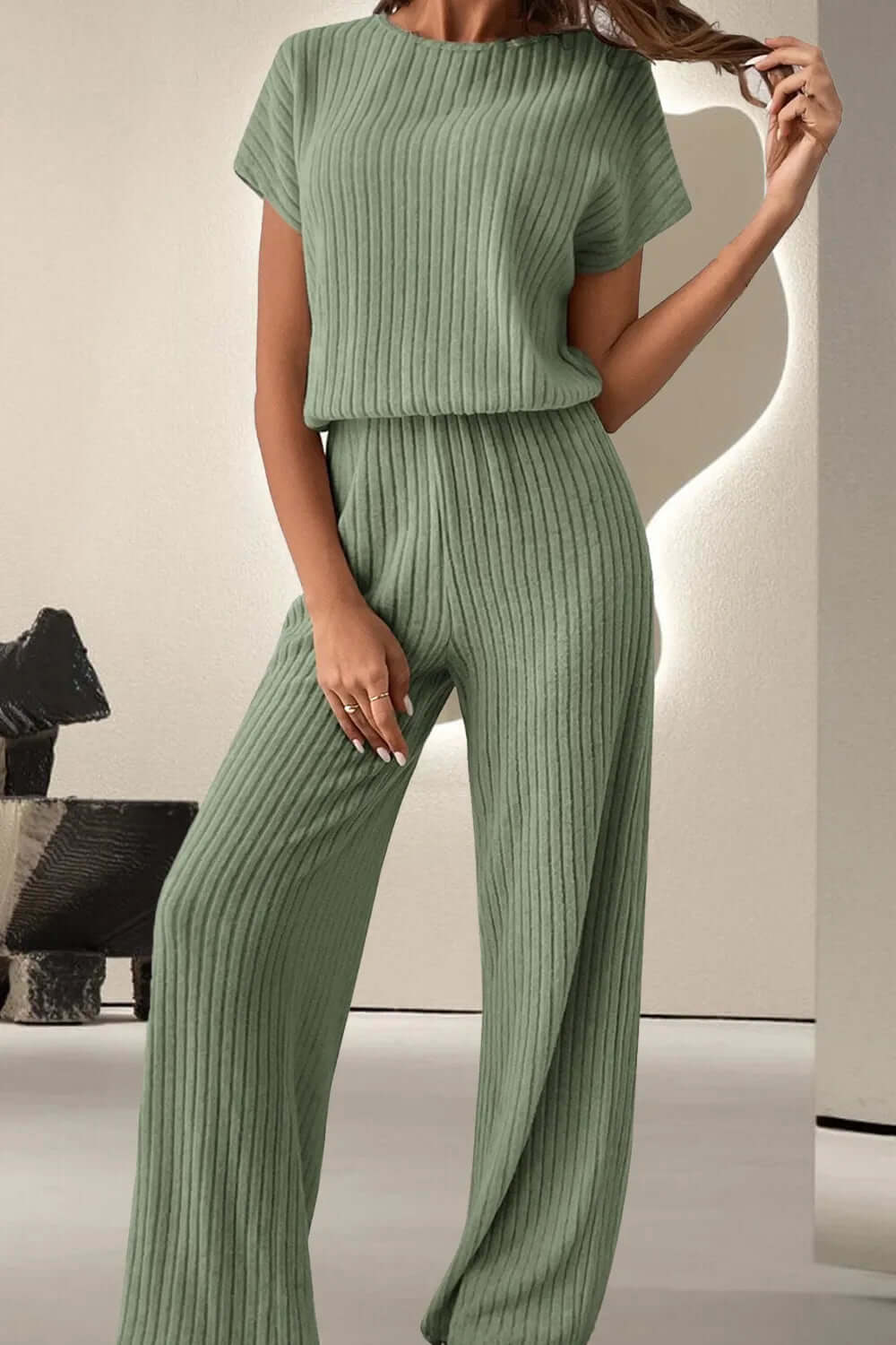 Round Neck Short Sleeve Jumpsuit eprolo