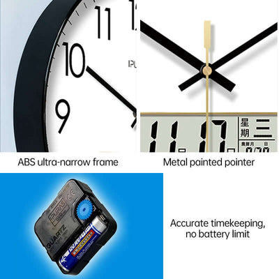 2025 New 10/12/14 - inch Electronic Calendar Wall Clock. Monitors temp & humidity. Dual - display. Mute. Quartz movement. eprolo