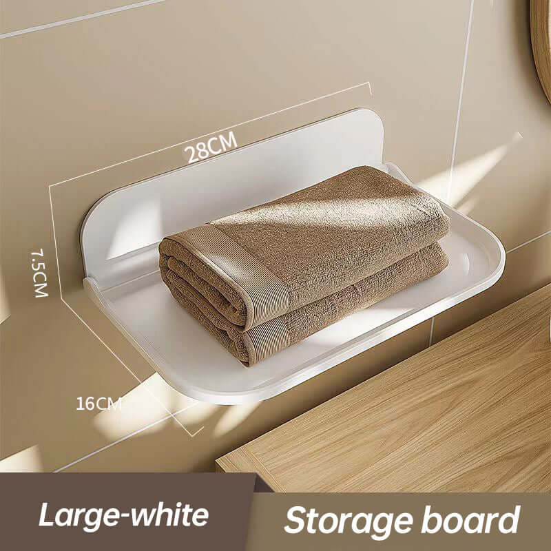 New Foldable Punch - Free Wall - mounted Plastic Floating Shelf for Bathroom and Toilet, Ideal for Towel and Clothes Storage eprolo