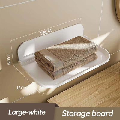 New Foldable Punch - Free Wall - mounted Plastic Floating Shelf for Bathroom and Toilet, Ideal for Towel and Clothes Storage eprolo