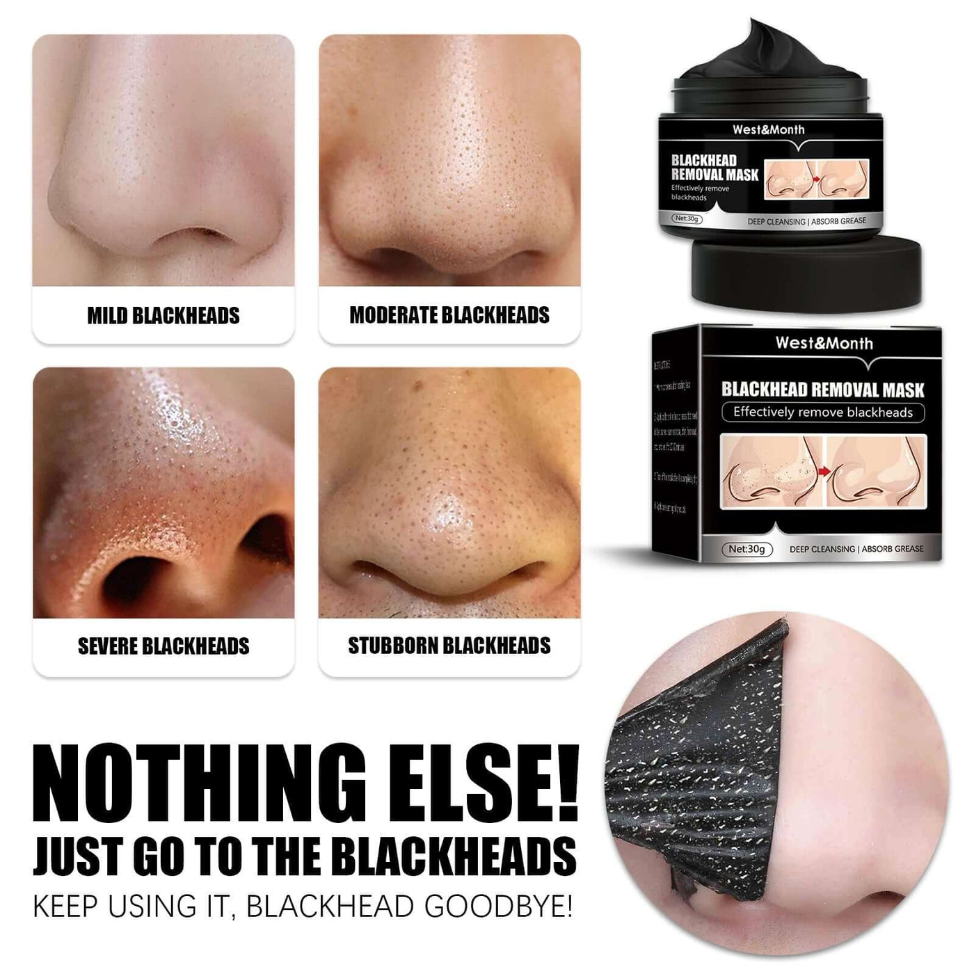Blackhead Removal Mask, Peel Off Remove Blackhead Activated Carbon Cleansing Face Mask eprolo