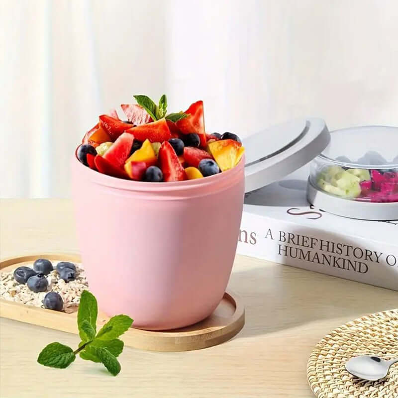 Portable Yogurt Cereal Cups with Lids. Ideal for Overnight Oats, DIY Salads & Parfaits. Great for Breakfast or Lunch eprolo