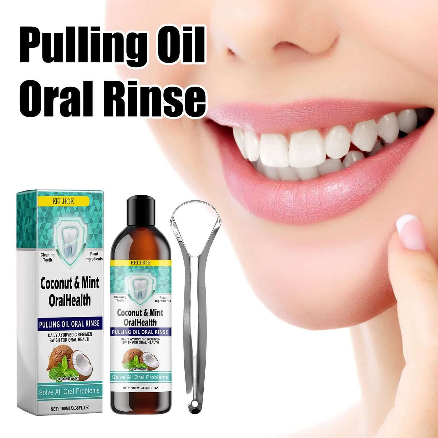 EELHOE   Oral Coconut Oil Mouthwash Removes Stains Beautifies Teeth Freshens Breath Cleans Mouth And Protects Gums eprolo
