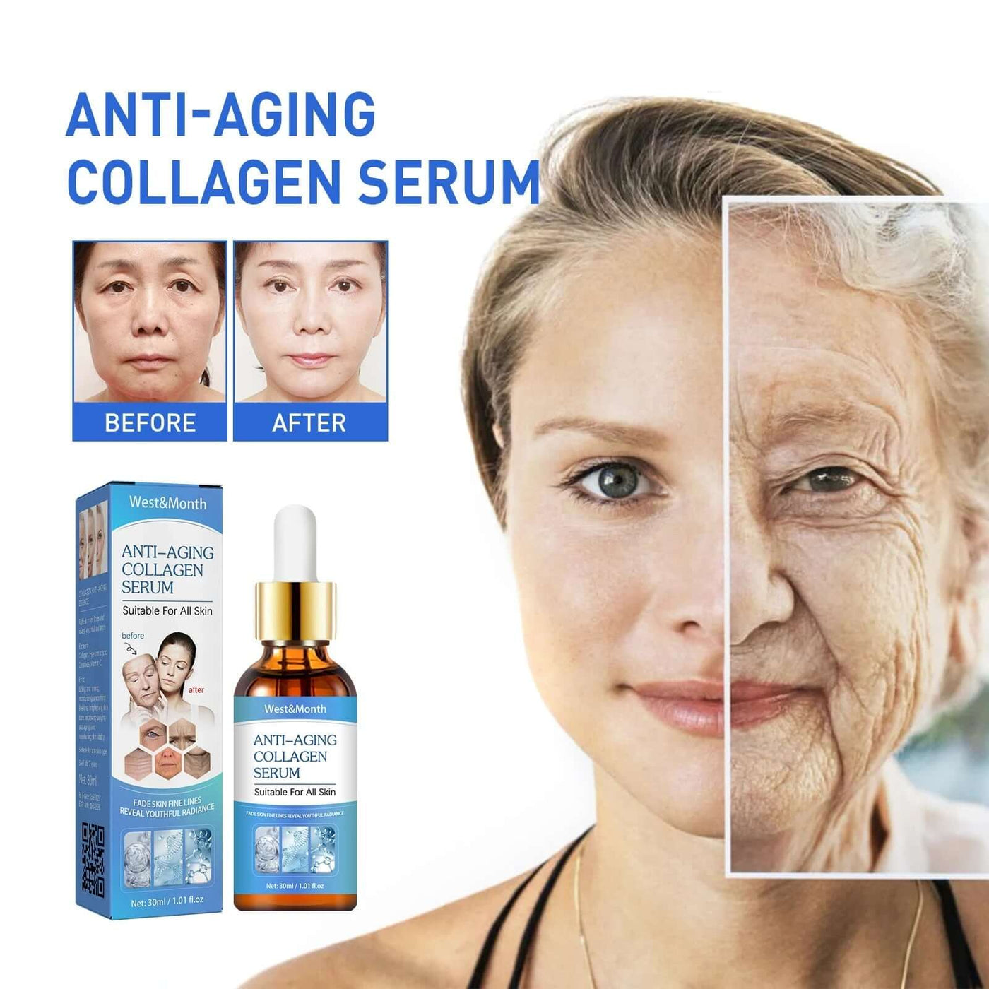 Anti-Aging Collagen Serum with Nicotinamide, Vitamin C, Hyaluronic Acid - Reduce Dark Spots, Cleanse & Tighten Skin eprolo