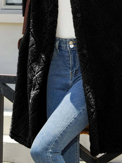 Texture Button Up Dropped Shoulder Coat eprolo
