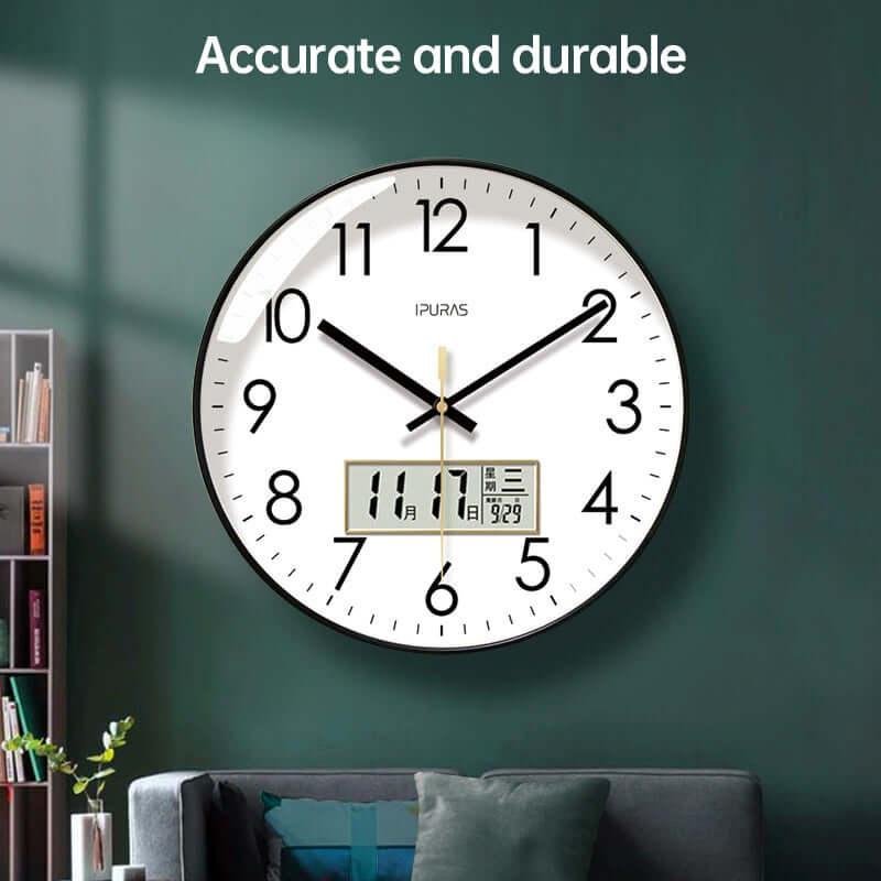 2025 New 10/12/14 - inch Electronic Calendar Wall Clock. Monitors temp & humidity. Dual - display. Mute. Quartz movement. eprolo