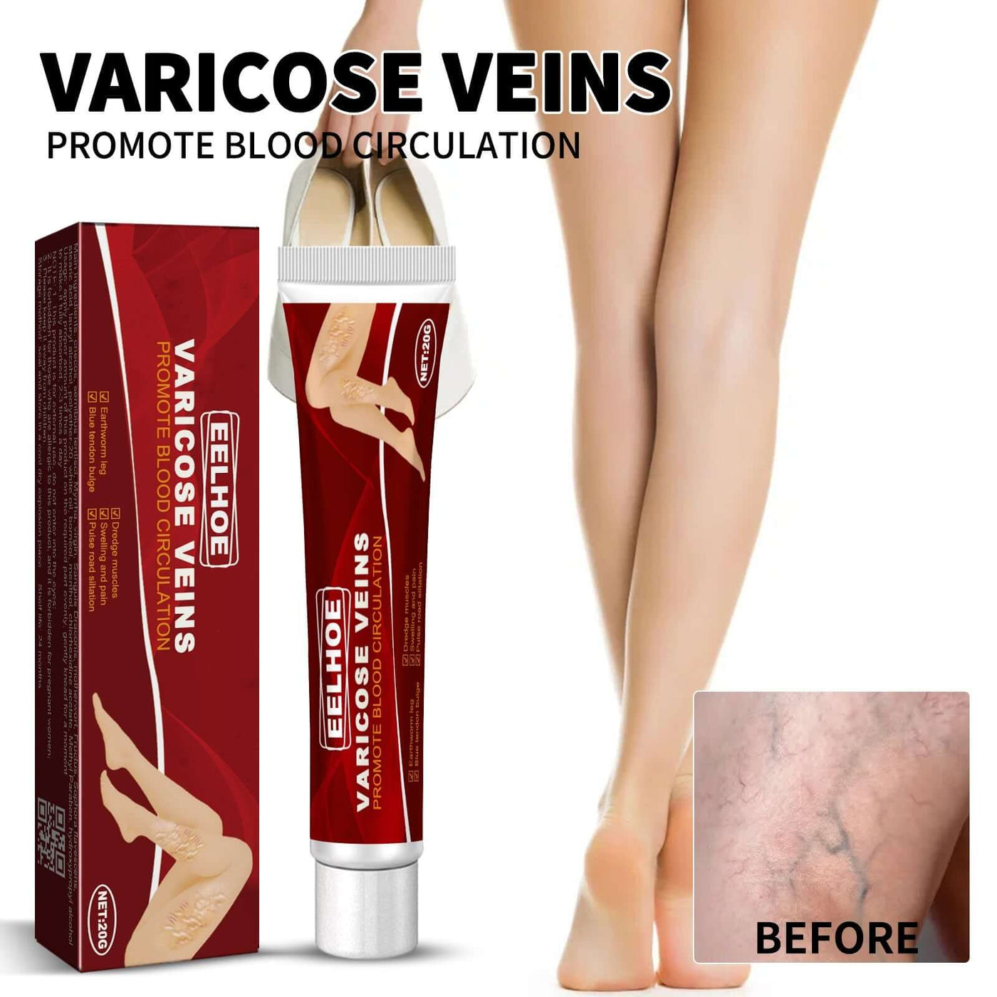 Venous Massage Varicose Cream, Relieves Bulging Leg Blood Vessels And Swollen Leg Earthworm Venous Massage Cream eprolo
