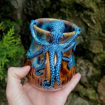 Handmade Deep Blue Octopus Mug. For Hot & Cold Drinks eprolo