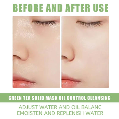 Green Tea And Eggplant Solid Mask, Facial Deep Cleansing, Moisturizing And Firming Skin Smear Mud Mask Stick eprolo