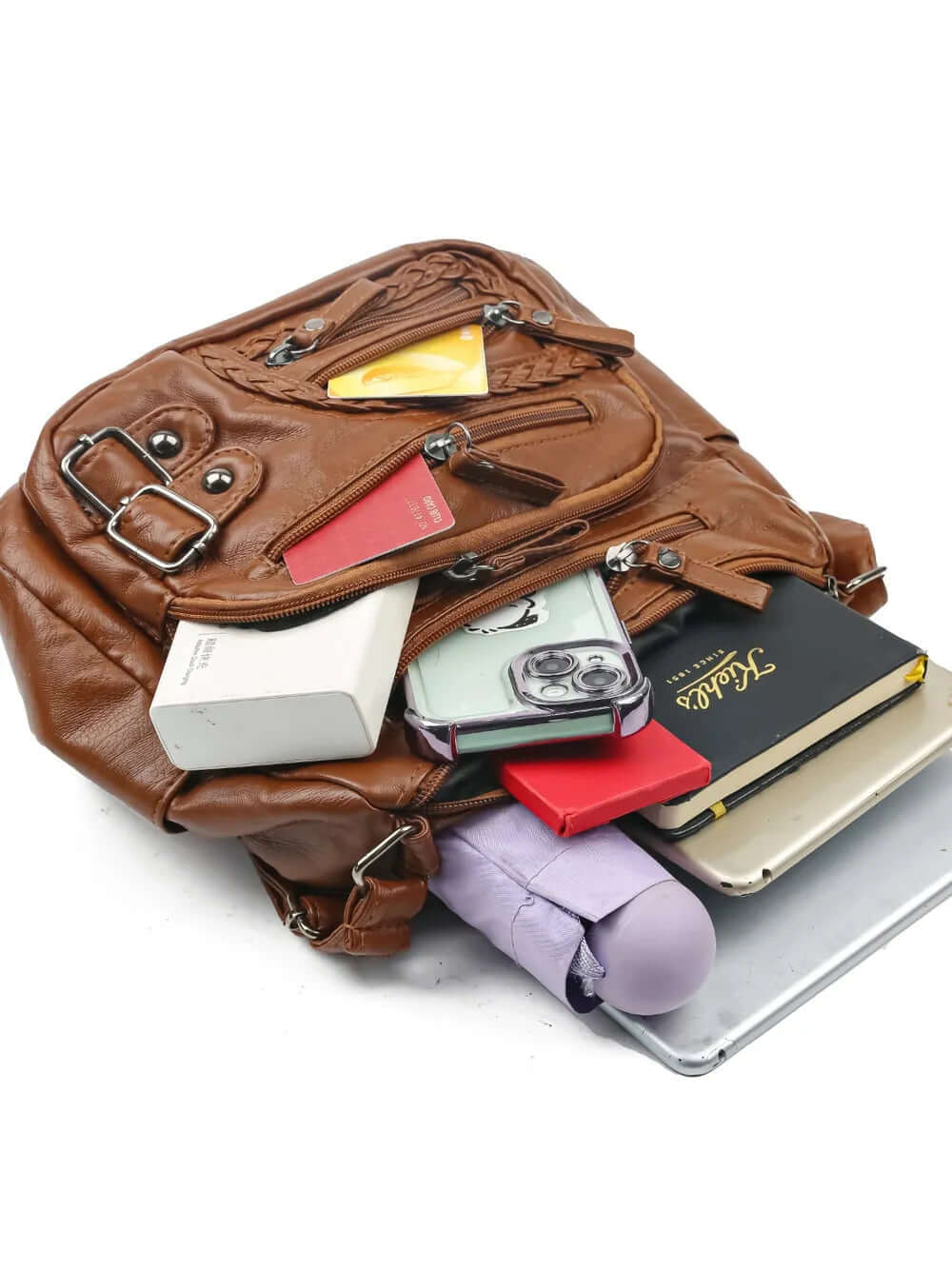 Multi Pockets PU Leather Shoulder Bag eprolo