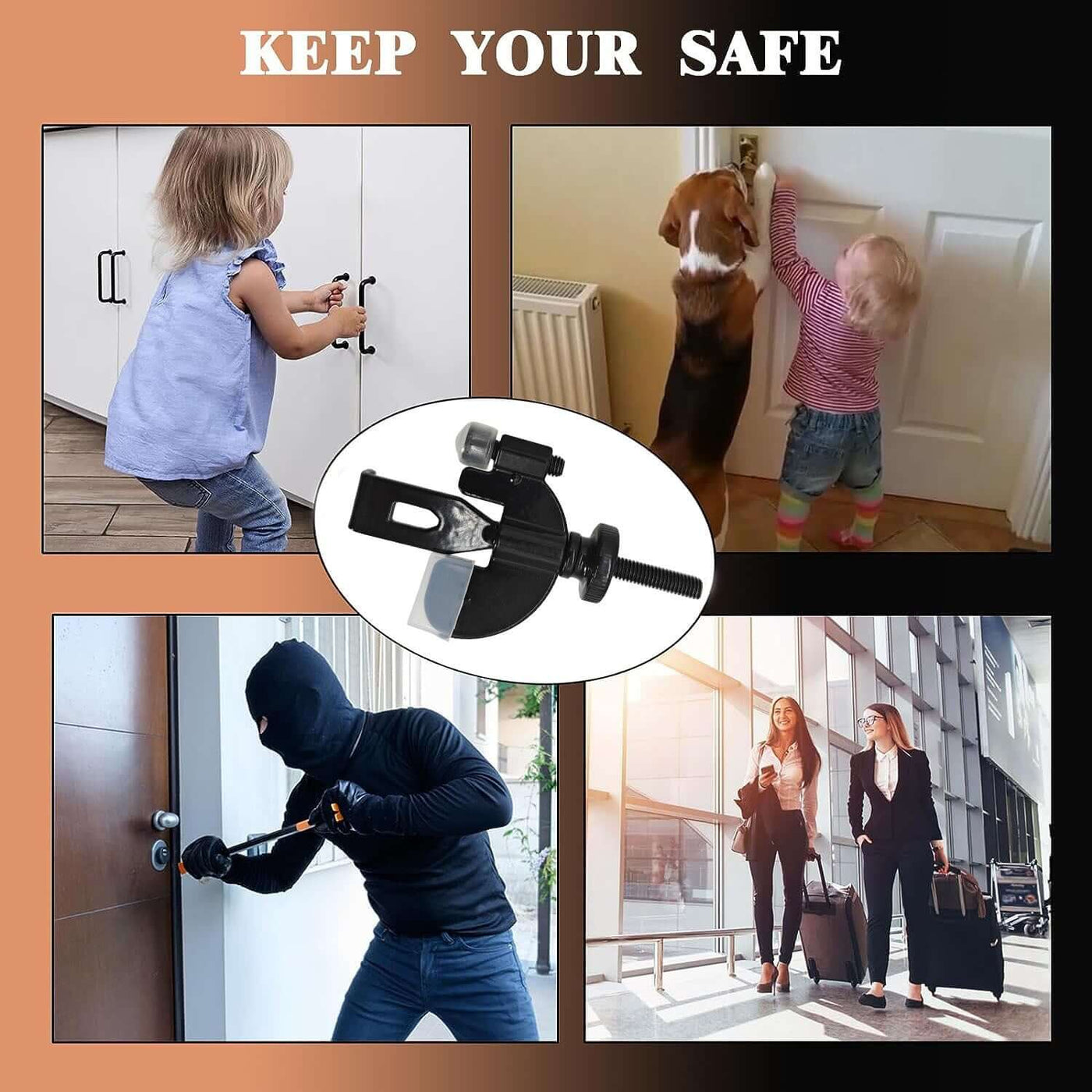 Portable Door Lock Privacy Extra Security Lock Anti Theft Travel Inside Door Locker for Traveling Home Bedroom Apartmen eprolo