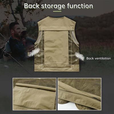 Men’s Summer Tactical Vest: 14-Pocket, Mesh, Ideal for Hiking, Fishing, Photography & Work eprolo