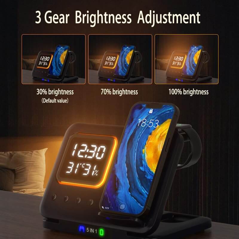 Phone Stand Tabletop 15w Fast Charging 5 in One Universal Wireless Charger Desk Charger for Iphone eprolo