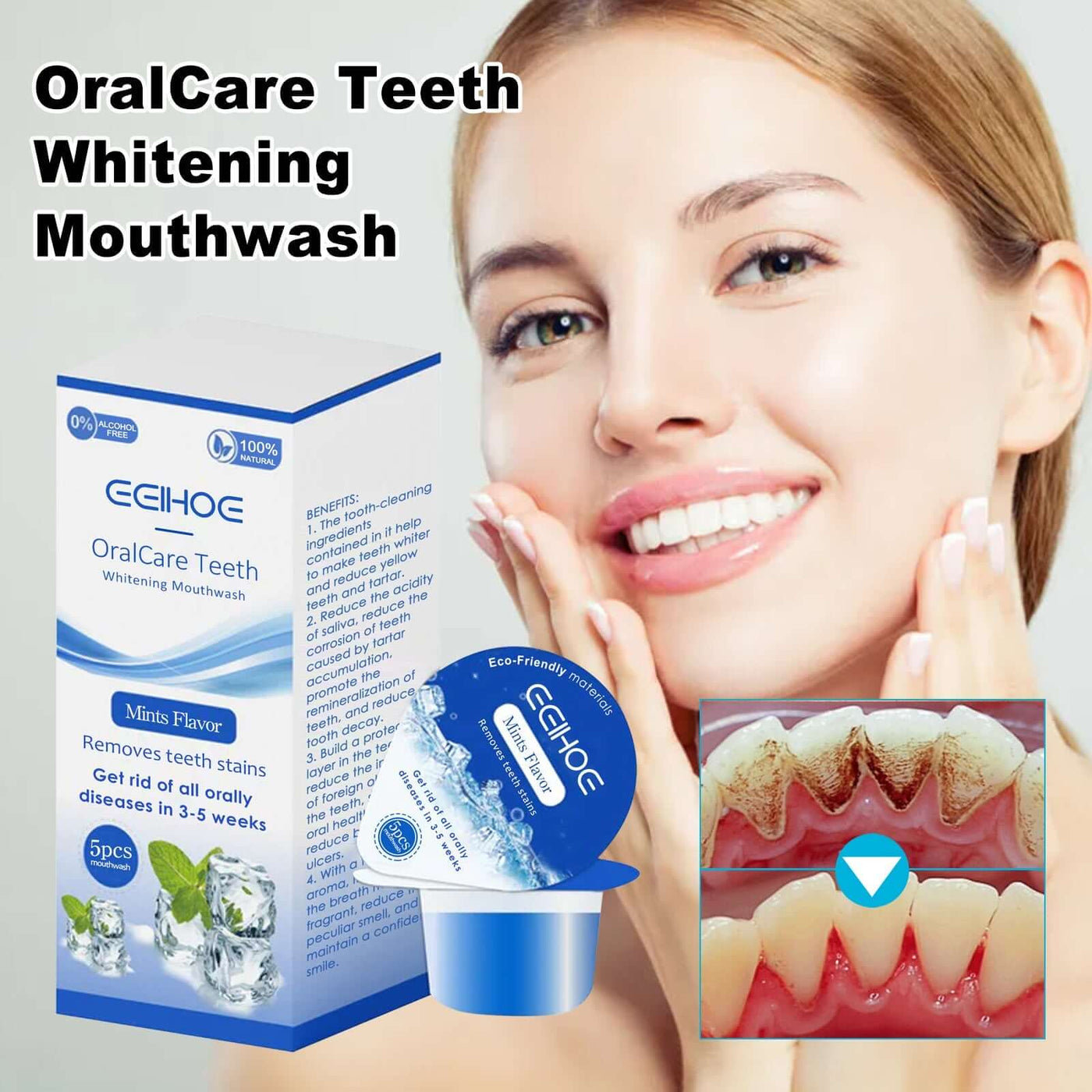 Whitening Mouthwash, Clean Stains Oral Care Fresh Breath Mouthwash eprolo