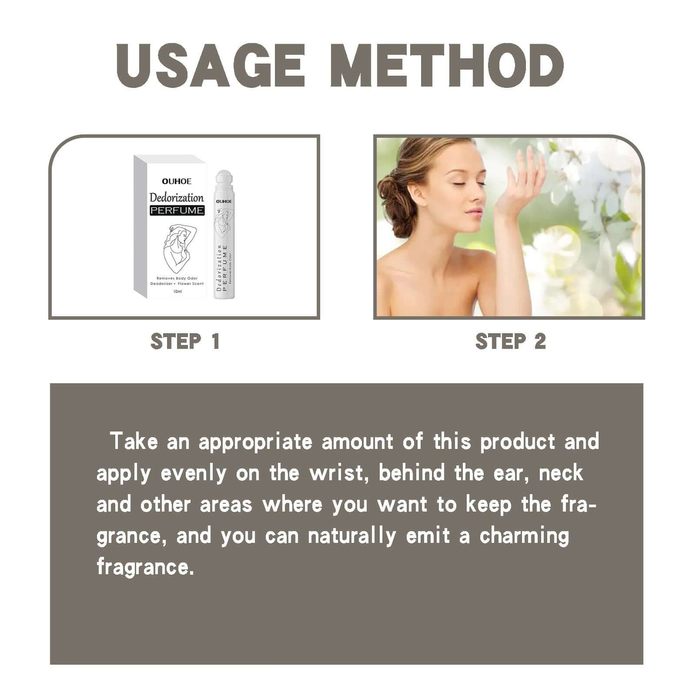 Deodorant Roll-On Perfume, Relives Underarm Body Odor Refreshing Anti-Perspirant Natural Fragrance Portable Perfume eprolo