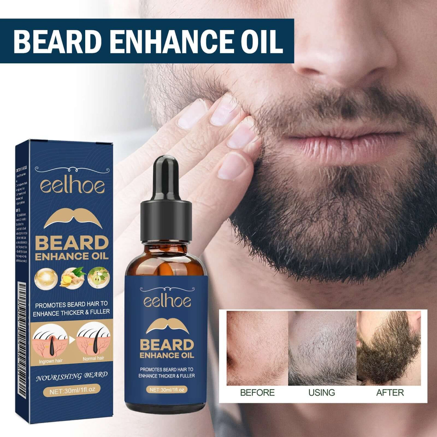 Facial Hair Care Oil Strengthens Root And Moisturizes And Brightens Men's Facial Hair eprolo