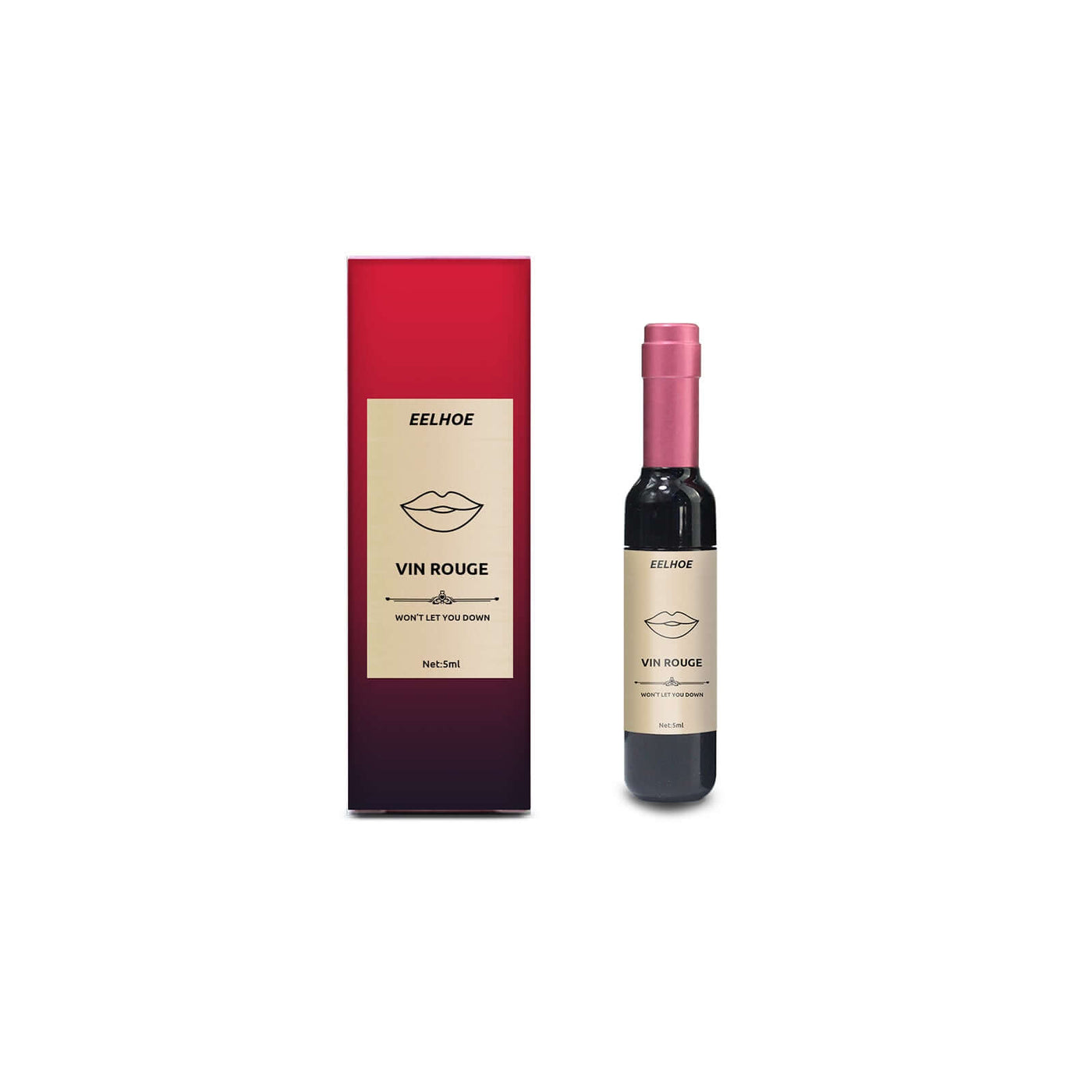 Vin Rouge Lip Tint, Non-Stick Cup Color Development Portable Waterproof Non-Fading Moisturizing Red Wine Bottle Lip Glaze eprolo
