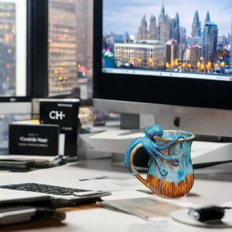 Handmade Deep Blue Octopus Mug. For Hot & Cold Drinks eprolo