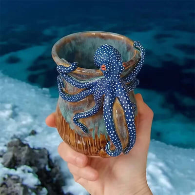 Handmade Deep Blue Octopus Mug. For Hot & Cold Drinks eprolo