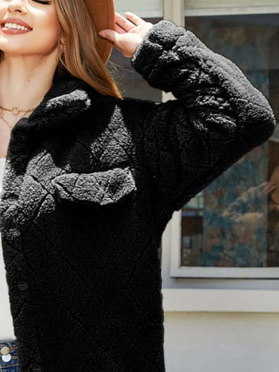 Texture Button Up Dropped Shoulder Coat eprolo